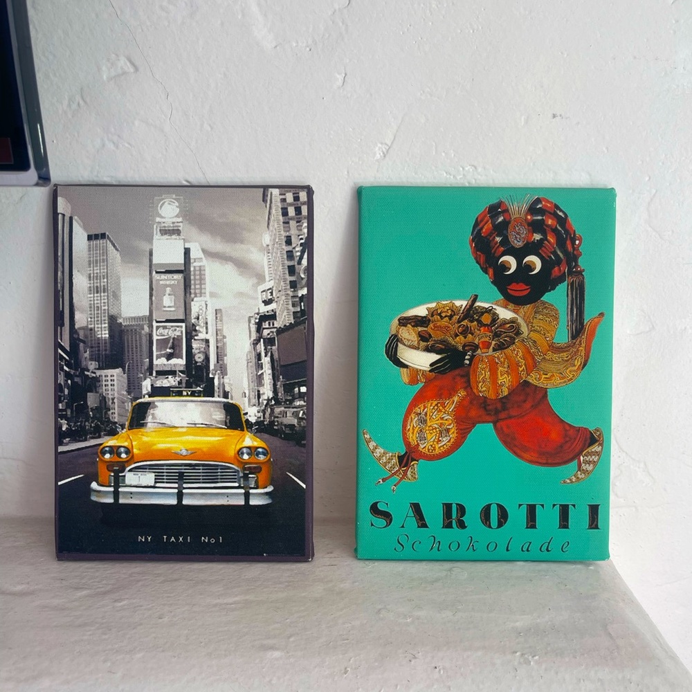 two wall art hanging pieces